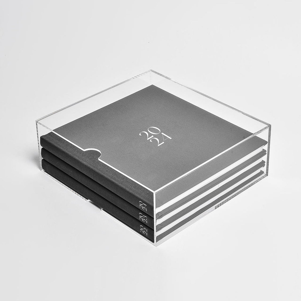 The Yearbook by DOSSI — ink linen annual photo book with optional slipcase, 21x21cm, designed in Melbourne
